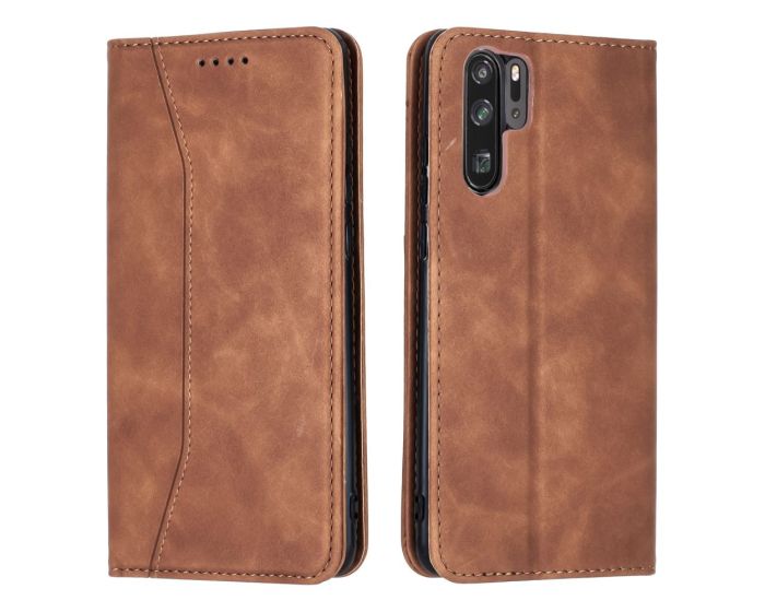 Bodycell PU Leather Book Case Θήκη Πορτοφόλι με Stand - Brown (Huawei P30 Pro)