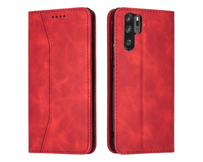 Bodycell PU Leather Book Case Θήκη Πορτοφόλι με Stand - Red (Huawei P30 Pro)