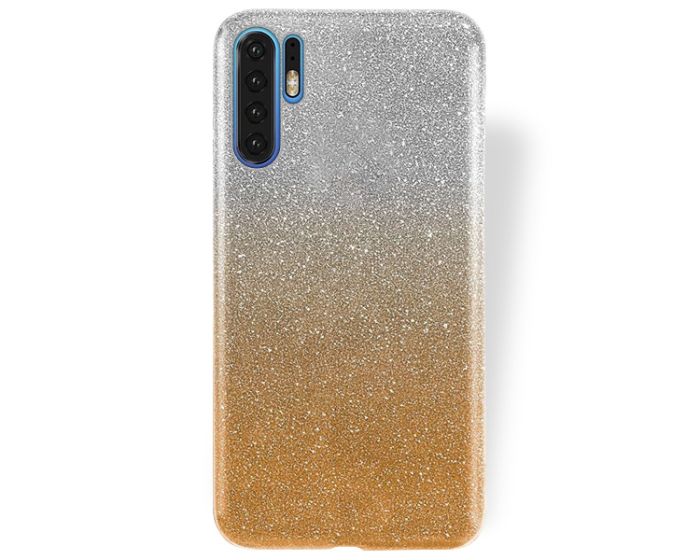 Forcell Glitter Shine Cover Hard Case Clear / Gold (Huawei P30 Pro)
