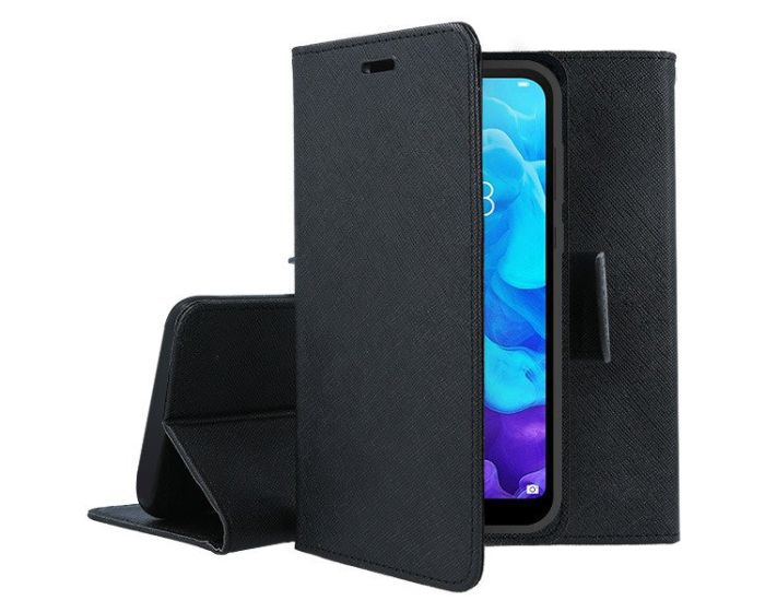 Tel1 Fancy Diary Case Θήκη Πορτοφόλι με δυνατότητα Stand Black (Huawei P40 Lite E)