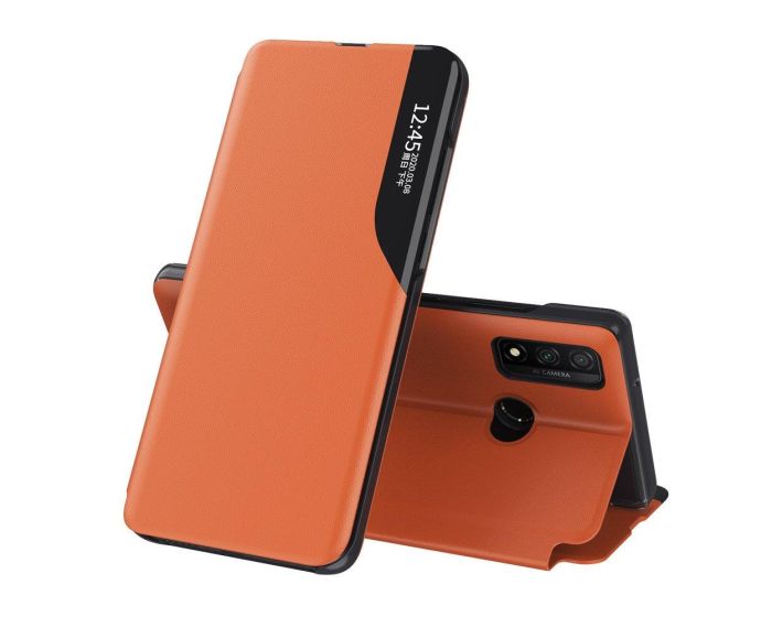 Eco Leather View Case Θήκη Πορτοφόλι με Stand - Orange (Huawei P40 Lite)