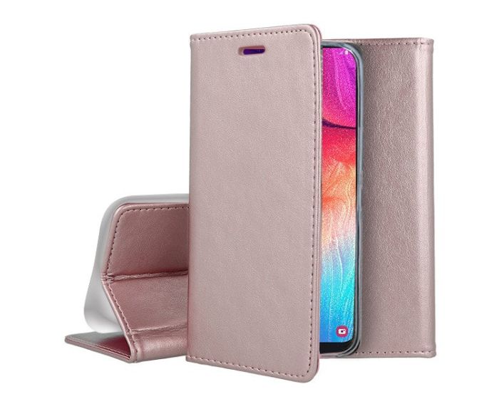 Forcell Magnet Wallet Case Θήκη Πορτοφόλι με δυνατότητα Stand Rose Gold (Huawei Y6P)
