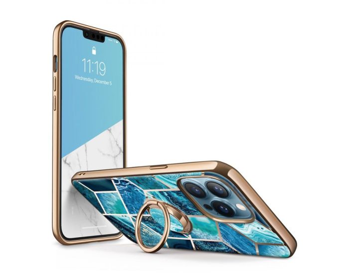 i-Blason Cosmo Snap Case Θήκη με Ring Holder - Marble Ocean Blue (iPhone 13 Pro)