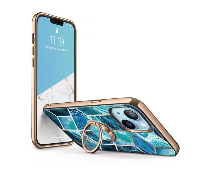 i-Blason Cosmo Snap Case Θήκη με Ring Holder - Marble Ocean Blue (iPhone 13)