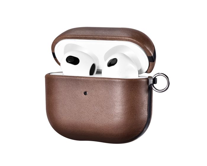 iCarer PU Leather Microfiber AirPods 3 Case Θήκη για Apple Airpods 3 - Brown