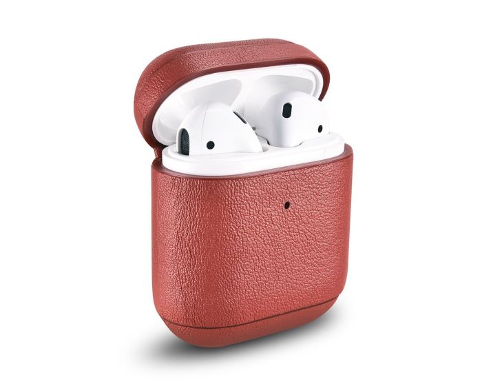 iCarer Nappa Leather AirPods Case Δερμάτινη Θήκη για Apple AirPods 1 / 2 - Red