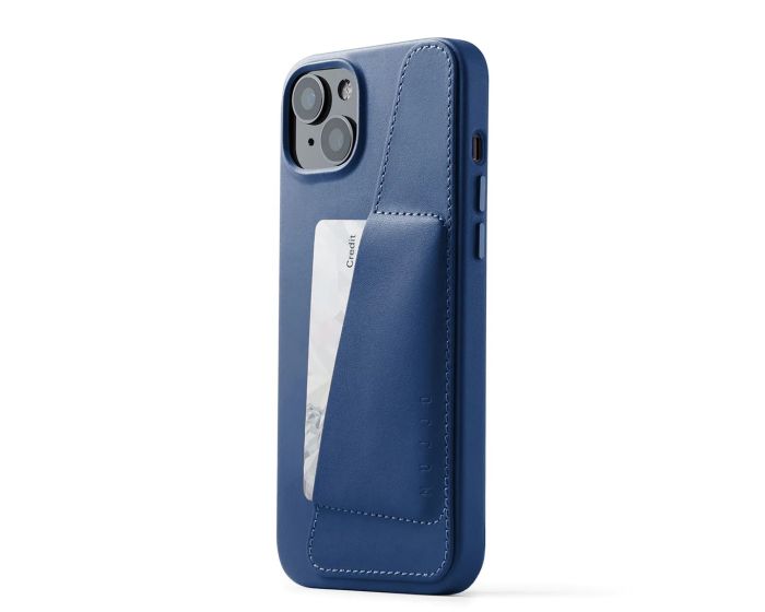 Mujjo Full Leather Wallet Case (MUJJO-CL-026-BL) Δερμάτινη Θήκη - Monaco Blue (iPhone 14 Plus)