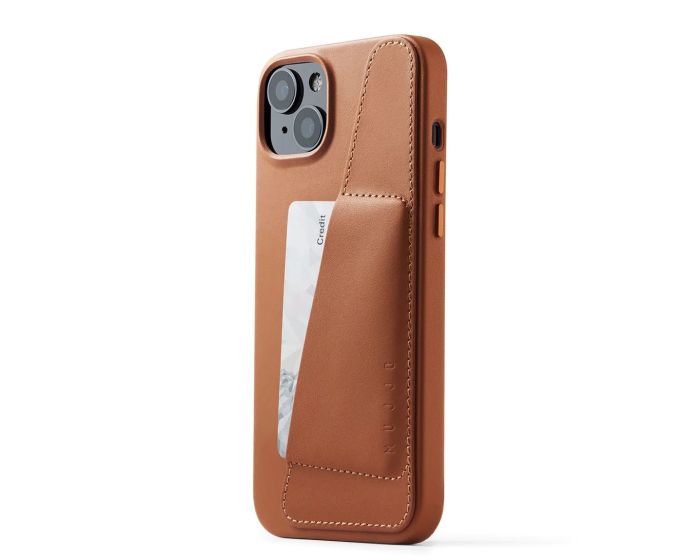 Mujjo Full Leather Wallet Case (MUJJO-CL-026-TN) Δερμάτινη Θήκη - Tan Brown (iPhone 14 Plus / 15 Plus)