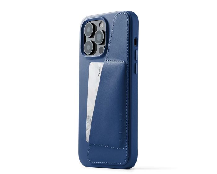 Mujjo Full Leather Wallet Case (MUJJO-CL-030-BL) Δερμάτινη Θήκη - Monaco Blue (iPhone 14 Pro Max)