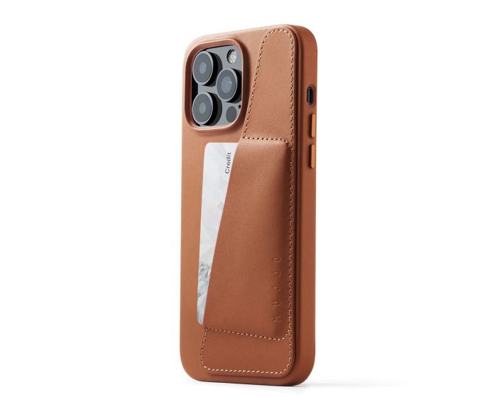 Mujjo Full Leather Wallet Case (MUJJO-CL-030-TN) Δερμάτινη Θήκη - Tan Brown (iPhone 14 Pro Max)