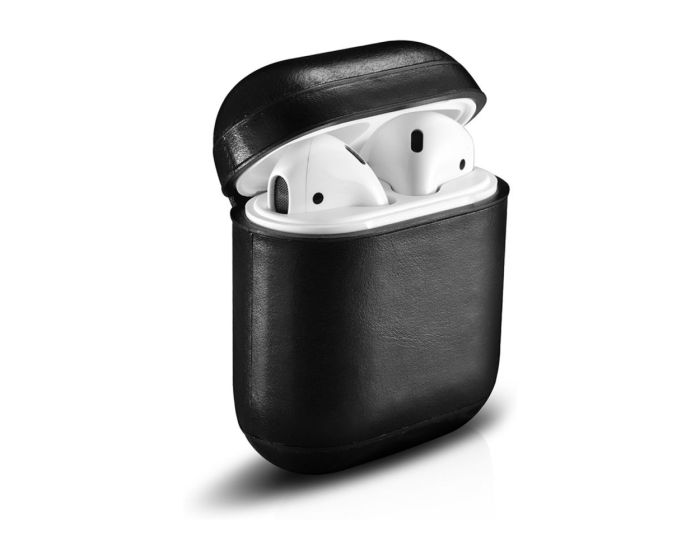 iCarer Leather AirPods Case Δερμάτινη Θήκη για Apple Airpods - Black