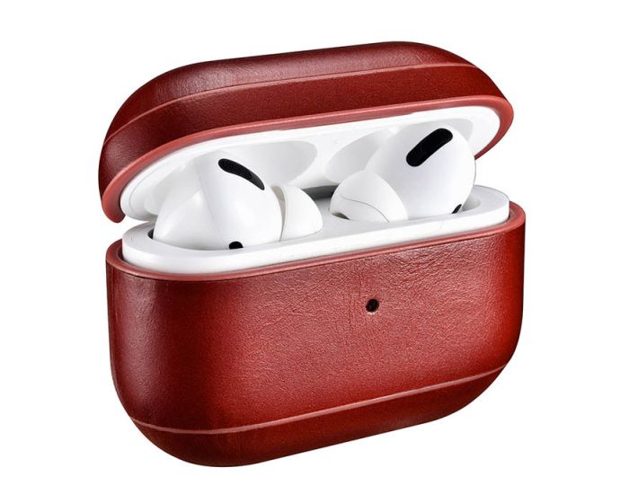 iCarer Leather AirPods Pro Case Δερμάτινη Θήκη για Apple Airpods Pro - Red