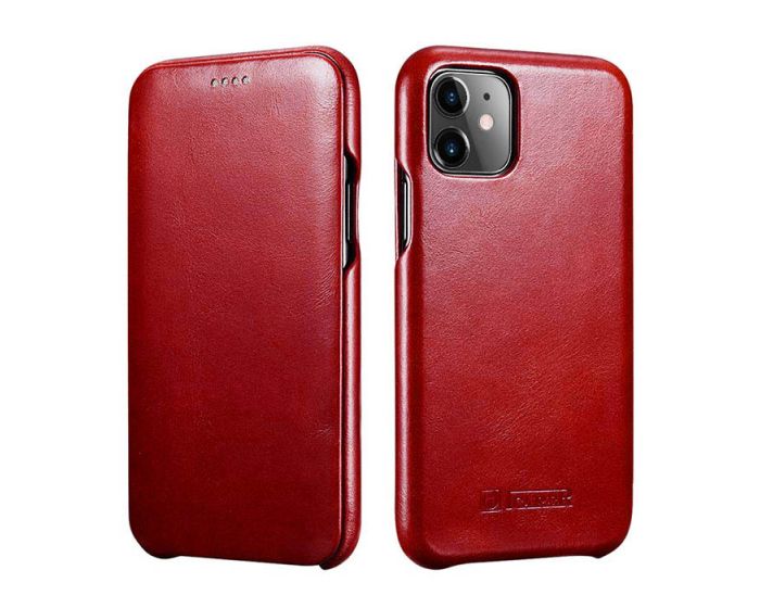 iCarer Vintage Series Curved Edge Δερμάτινη Θήκη Red (iPhone 11 Pro Max)
