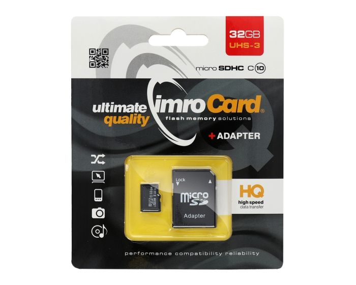 Imro Memory Card microSDHC 32GB - Class 10 UHS-3 with Adapter
