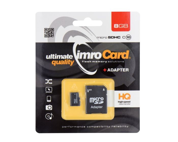 Imro Memory Card microSDHC 8GB - Class 10 with Adapter