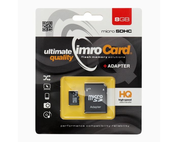 Imro Memory Card microSDHC 8GB - Class 4 with Adapter