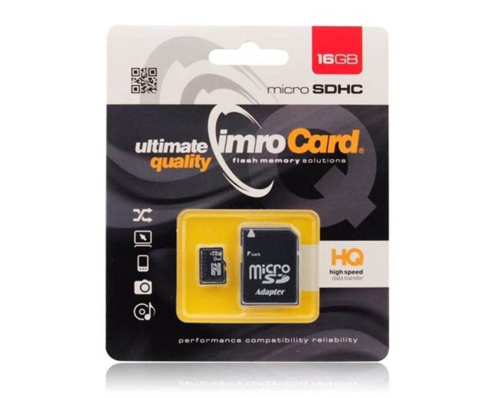 Imro Memory Card microSDHC 16gb - Class 10 UHS-I with Adaptor