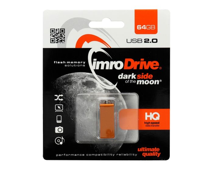 Imro Edge USB 2.0 Flash Drive Memory Stick 64GB Orange
