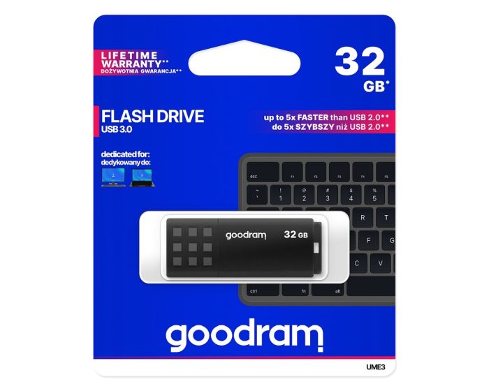 Goodram USB Flash Drive 3.0 UME3 Memory Stick 32GB Black