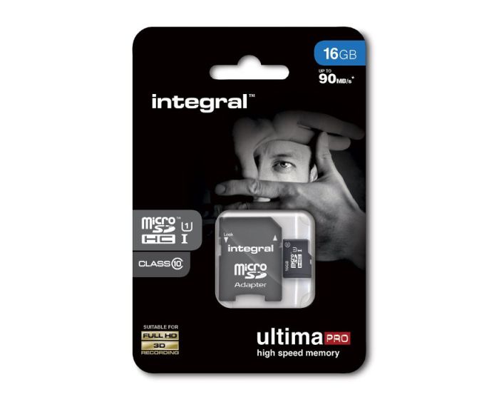 Integral microSDHC 16gb - Class 10 Ultima Pro UHS-1 with Adaptor