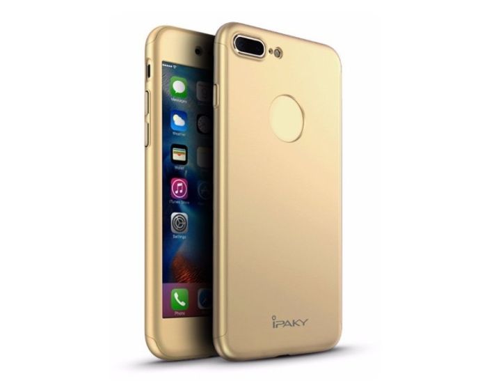 iPAKY 360 Full Cover Case & Tempered Glass - Gold (iPhone 7 Plus / 8 Plus)