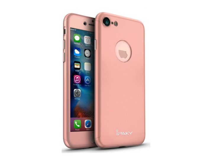 iPAKY 360 Full Cover Case & Tempered Glass - Rose Gold (iPhone 7 / 8)