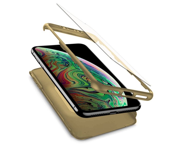 360 Full Cover Case & Tempered Glass - Gold (iPhone 11 Pro)