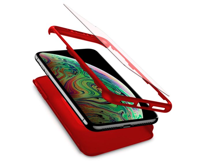 360 Full Cover Case & Tempered Glass - Red (iPhone 11 Pro)
