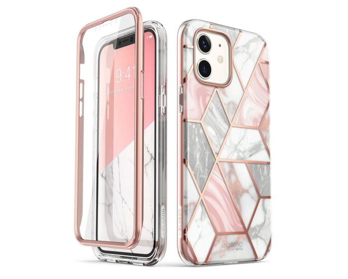 i-Blason Ανθεκτική Θήκη Cosmo Full Body Case With Built-In Screen Protector Marble Pink (iPhone 12 Mini)