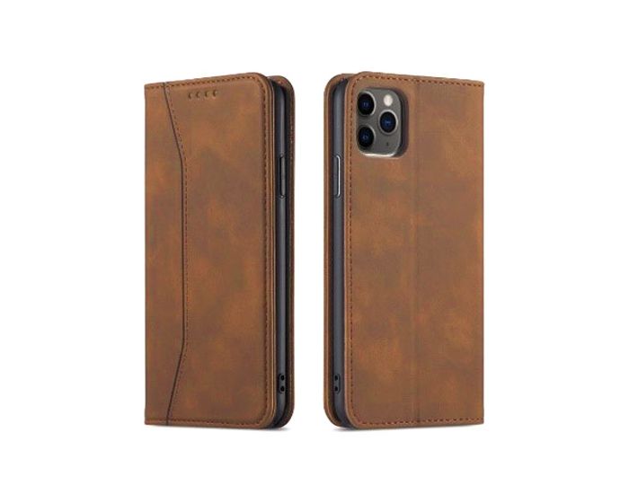 Bodycell PU Leather Book Case Θήκη Πορτοφόλι με Stand - Brown (iPhone 12 Pro Max)