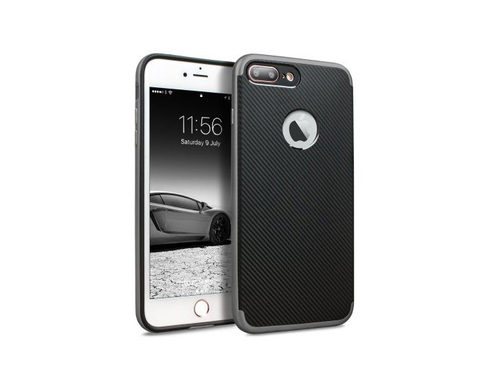 Olixar X-Duo Bumper Frame Carbon Fiber Case (60820) Metallic Grey (iPhone 7 Plus / 8 Plus)