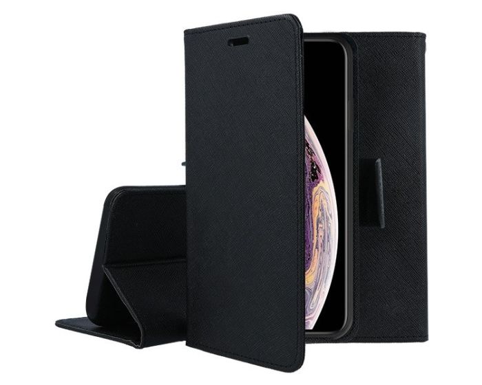 Tel1 Fancy Diary Θήκη Πορτοφόλι με δυνατότητα Stand Black (iPhone X / Xs)
