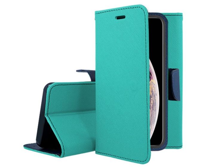 Tel1 Fancy Diary Θήκη Πορτοφόλι με δυνατότητα Stand Mint / Navy (iPhone X / Xs)