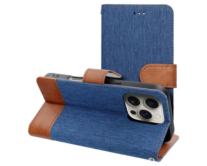 Jeans Book Case Θήκη Πορτοφόλι με Stand - Blue (iPhone 17 Pro)