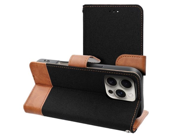 Jeans Book Case Θήκη Πορτοφόλι με Stand - Black (iPhone 17 Pro Max)