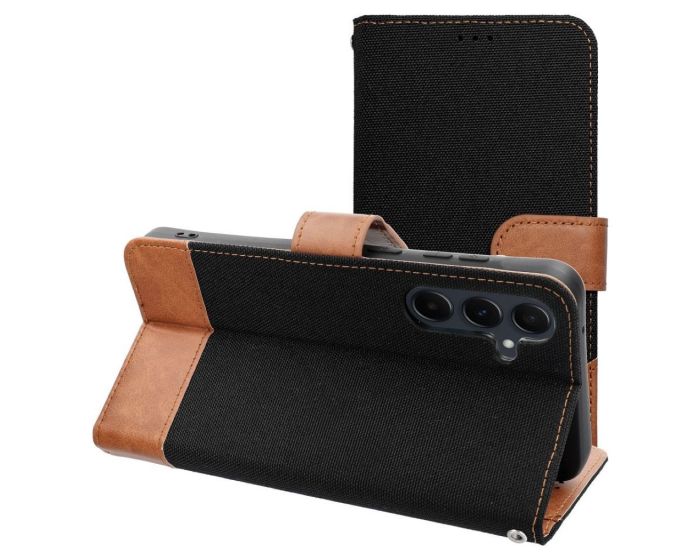 Jeans Book Case Θήκη Πορτοφόλι με Stand - Black (Samsung Galaxy S25)