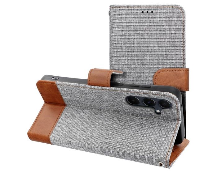 Jeans Book Case Θήκη Πορτοφόλι με Stand - Gray (Samsung Galaxy S25 Ultra)