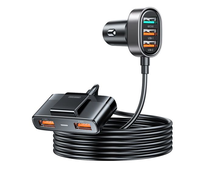 Joyroom JR-CL03 Pro Car Charger 45W 5xUSB Φορτιστής Αυτοκινήτου 1.5m - Black