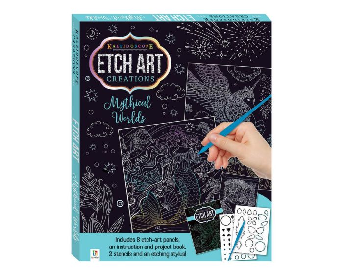 Hinkler Kaleidoscope Etch Art Mini Kit: Mythical Worlds Βιβλίο Ζωγραφικής