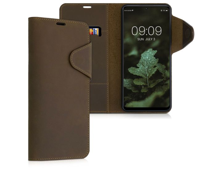 Kalibri Leather Wallet Case Δερμάτινη Θήκη Πορτοφόλι (56689.05) Καφέ (Xiaomi Poco X4 NFC 5G / Redmi Note 11 Pro Plus 5G)