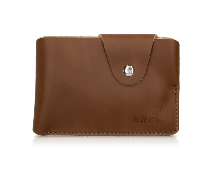 Kalibri Leather Business Card Holder (49904.05) Θήκη Καρτών με Φερμουάρ - Dark Brown