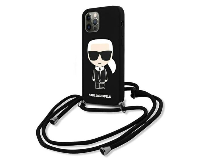 Karl Lagerfeld KLHCP12MWOSLFKBK Crossbody Case Θήκη με Λουράκι - Black (iPhone 12 / 12 Pro)