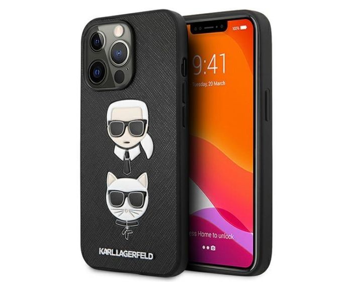 Karl Lagerfeld KLHCP13XSAKICKCBK Hardcase Saffiano Karl & Choupette - Black (iPhone 13 Pro Max)