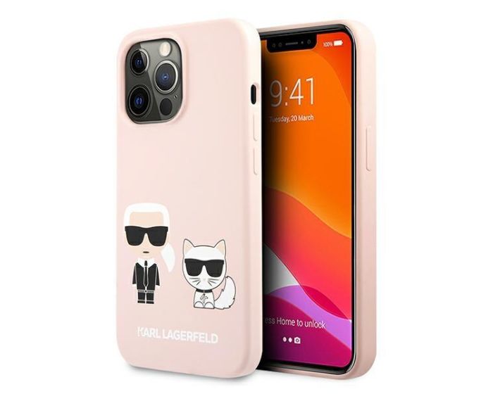 Karl Lagerfeld KLHCP13XSSKCI Hardcase Silicone Karl & Choupette - Pink (iPhone 13 Pro Max)