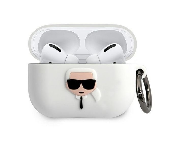 Karl Lagerfeld KLACAPSILGLWH Silicone Airpods Pro Case Θήκη Σιλικόνης για Airpods Pro - White