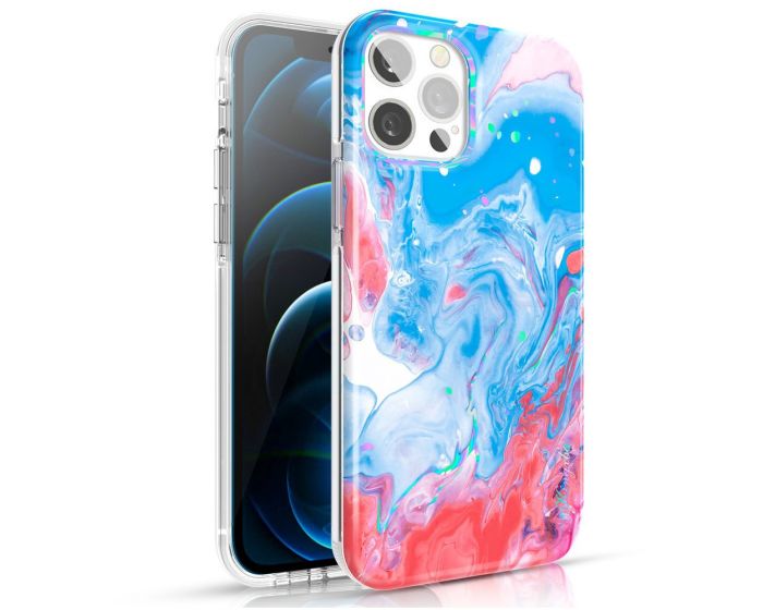 Kingxbar Watercolour Case Θήκη Σιλικόνης  Blue / Pink (iPhone 12 Pro Max)