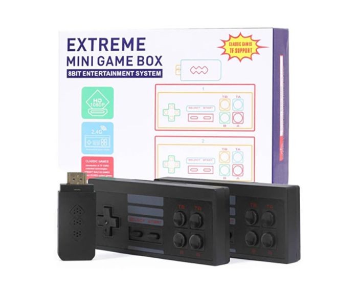 Extreme Mini Game Box 8-Bit Entertainment System HDMI with Wireless Pads