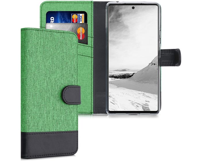 KWmobile Canvas Wallet Case (55988.71) Θήκη Πορτοφόλι με δυνατότητα Stand‏ Mint / Black (Google Pixel 6)