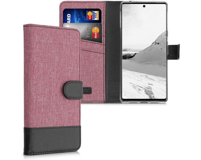 KWmobile Canvas Wallet Case (55989.10) Θήκη Πορτοφόλι με δυνατότητα Stand‏ Dusty Pink / Black (Google Pixel 6 Pro)