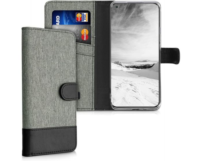 KWmobile Canvas Wallet Case (54661.22) Θήκη Πορτοφόλι με δυνατότητα Stand‏ Grey / Black (Xiaomi Mi 11)